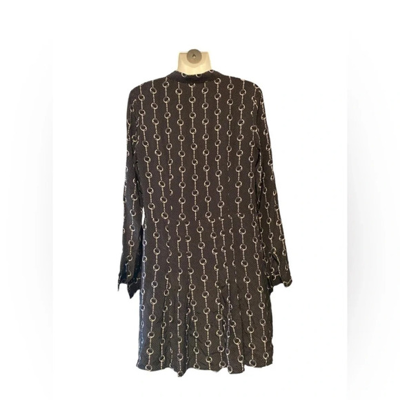 The Kooples Handcuff Chain Polka Dot Long Sleeve Silk Dress - Picture 7 of 13